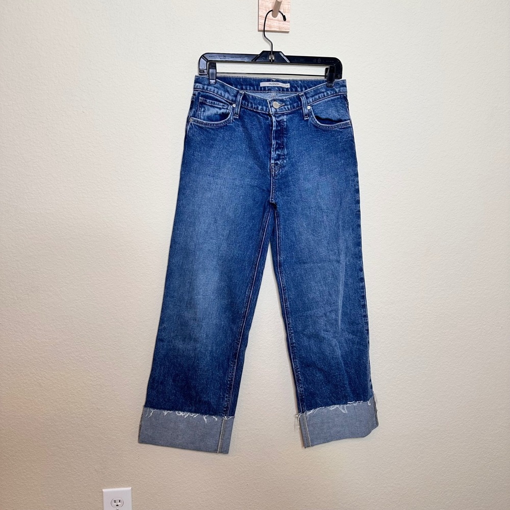 Hudson Womens Wide Leg Button Fly Cuffed Jeans Medium Wash Size 28 Rosie